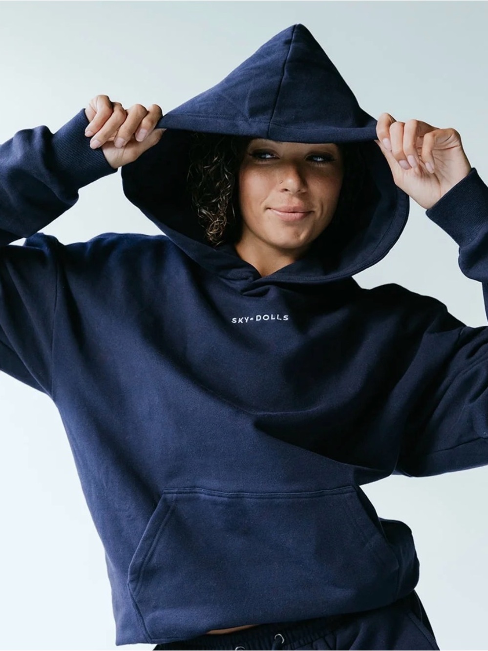 Women's Sky Dolls Rain Navy Logo Pullover Hoodie